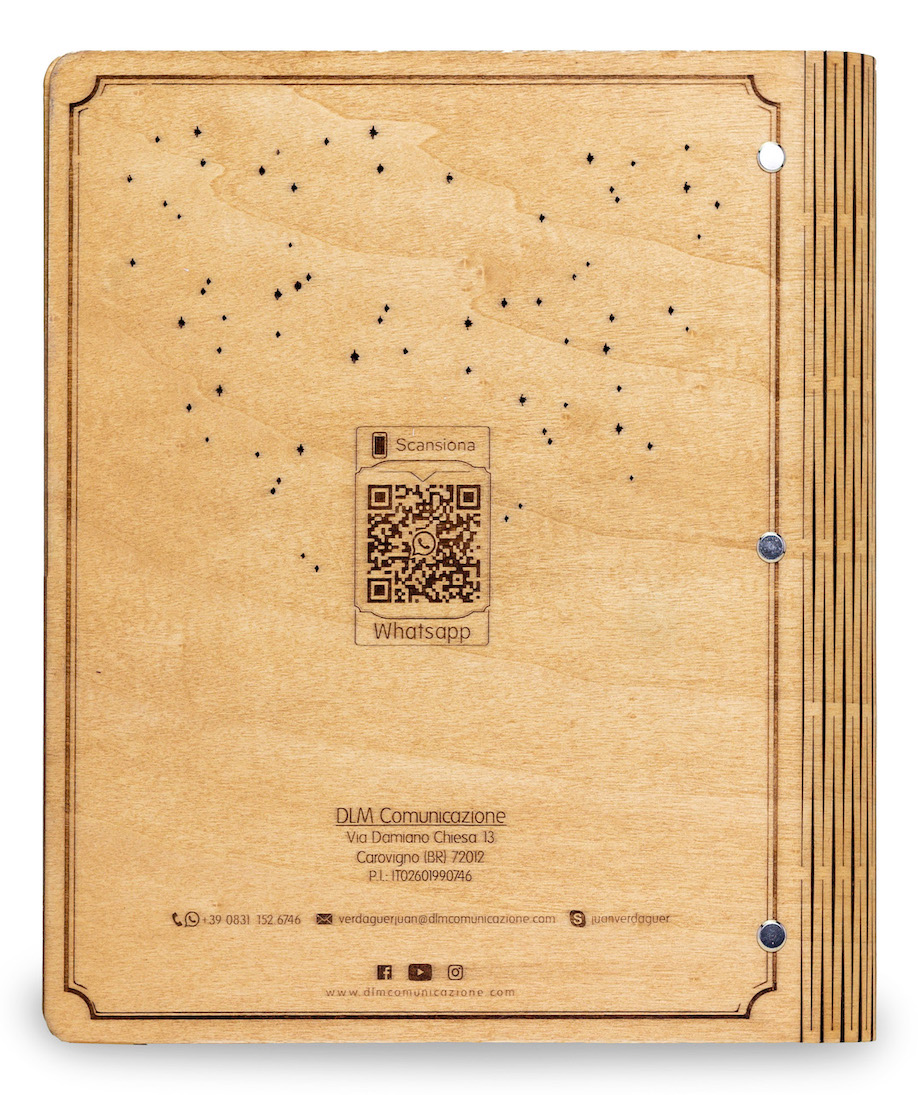 e-Commerce Menu di Legno inciso a Laser DLM Comunicazione