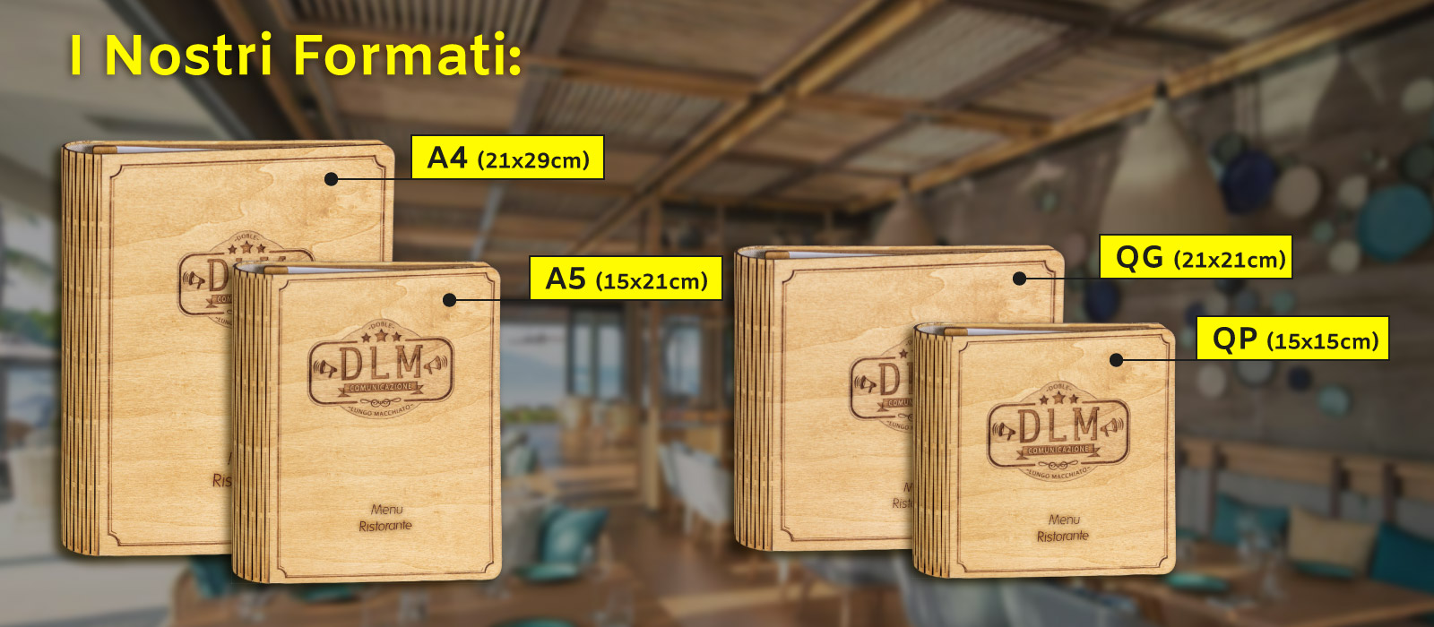 e-Commerce Menu di Legno inciso a Laser DLM Comunicazione
